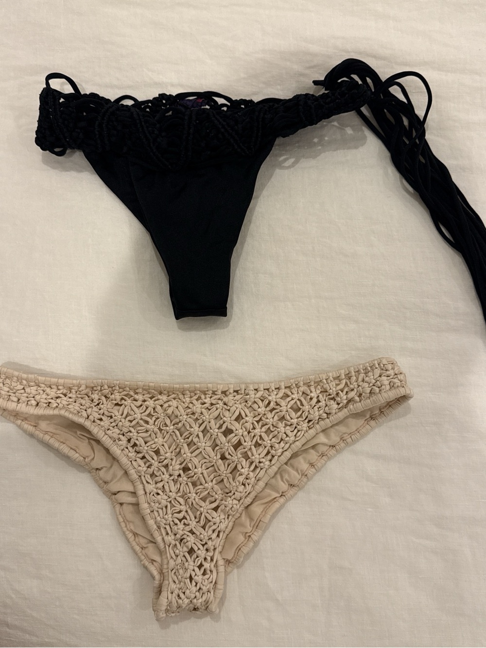 Indah Black & Cream Crochet Bikini Bottoms